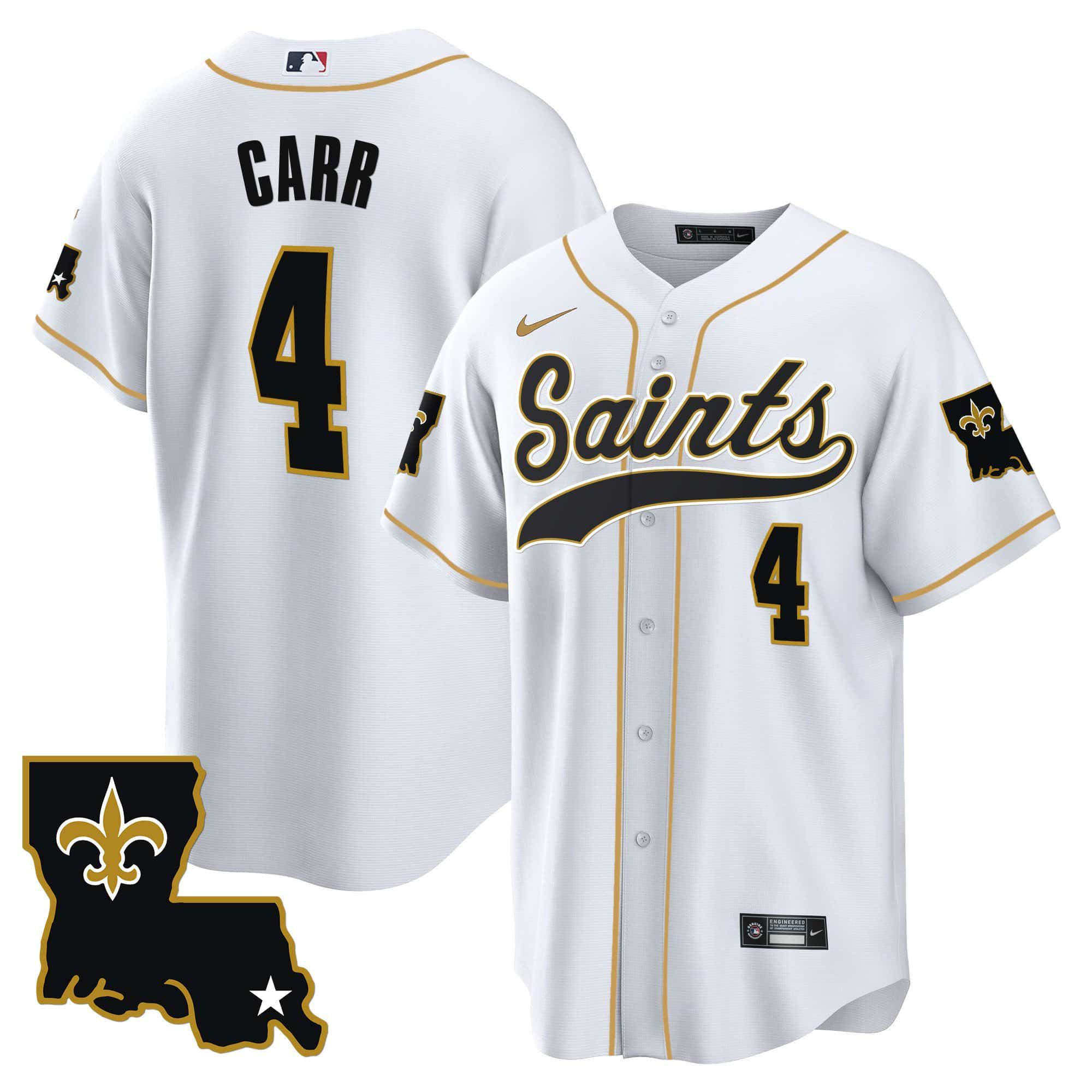 Men New Orleans Saints 4 Carr White 2024 Nike 1987 Legacy Cool Base NFL Jersey